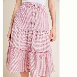 anthropologie sundry pull-on tiered midi skirt